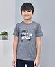 YOUMAA 100% Cotton Half Sleeves T-Shirt With Space Theme Graphics Print - Charcoal Grey