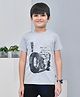 YOUMAA 100% Cotton Half Sleeves T-Shirt With Bikes Theme Graphics Print - Light Grey