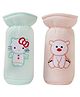 Cute Landings Soft Cotton Baby Feeding Bottle Cover Tote Bags, Pouch Hanging Loop on Neck- Blue & Peach