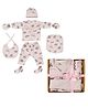 Cute Landings Hosiery Cotton 0-3 Months 7 Piece Printed New Born Baby Gift Set- Pink