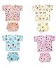 Cute Landings New Born Baby Soft Pure Cotton Sleeve Jhablas and Nappy Set Pack of 4- Multicolor