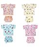 Cute Landings New Born Baby Soft Pure Cotton Sleeve Jhablas and Nappy Set Pack of 4- Multicolor