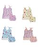 Cute Landings New Born Baby Soft Pure Cotton Knot Frock and Nappy Set Pack of 4- Multicolor