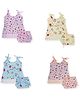 Cute Landings New Born Baby Soft Pure Cotton Knot Frock and Nappy Set Pack of 4- Multicolor