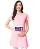 FFlirtygo Cotton Half Sleeves Baby Loading Text Printed Maternity Top - Pink