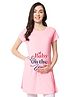 FFlirtygo Cotton Half Sleeves Baby On The Way Text Printed Maternity Top - Pink