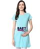 FFlirtygo Cotton Half Sleeves Baby Loading Text Printed Maternity Top - Turquoise