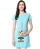 FFlirtygo Cotton Half Sleeves Rocking My Bump Text Printed Maternity Top - Turquoise