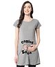 FFlirtygo Cotton Half Sleeves Coming Soon Text Printed Maternity Top - Grey