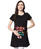 FFlirtygo Cotton Half Sleeves Spoiler Alert I Am Pregnant Text Printed Maternity Top - Black