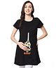 FFlirtygo Cotton Half Sleeves Rocking My Bump Text Printed Maternity Top - Black