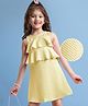 Hola Bonita Woven Sleeveless Solid Colour Textured Frock with Frill Detailing- Light Yellow