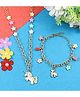 Asthetika Set Of 2 Unicorn & Floral Designed Necklace & Bracelet Set - Pink White & Purple