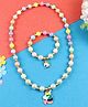 Asthetika Unicorn Designed Beaded Necklace & Bracelet Set - Pink Blue & Purple