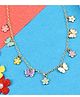 Asthetika Butterfly & Floral Designed Chain Necklace - Blue Purple & Yellow