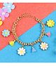 Asthetika Floral Designed Chain Bracelet - Pink Blue & Yellow