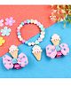 Asthetika Set Of 2 Smiling Ice Cream & Hearts Designed Hair Clips & Bracelet - Pink & Blue