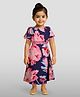 JBN Creation Silk Blend Sleeveless Floral Printed Pom Pom Lace Detailed Dress - Multi Colour