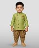 JBN Creation Cotton Blend Full Sleeves Textured Button Detailed Kurta With Dhoti Set - Mint Green
