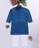 JBN Creation Rayon Full Sleeves Threadwork Embroidered Sequins Embellished Kurta Pyjama Set - Turquoise