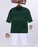 JBN Creation Cotton Blend Full Sleeves Abstract Foil Printed Kurta Pyjama Set - Bottle Green