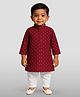 JBN Creation Cotton Blend Full Sleeves Abstract Foil Printed Kurta Pyjama Set - Maroon
