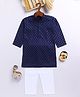 JBN Creation Cotton Blend Full Sleeves Abstract Foil Printed Kurta Pyjama Set - Navy Blue