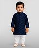 JBN Creation Cotton Blend Full Sleeves Abstract Foil Printed Kurta Pyjama Set - Navy Blue