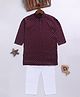 JBN Creation Cotton Blend Full Sleeves Abstract Foil Printed Kurta Pyjama Set - Wine