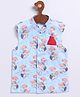 JBN Creation Cotton Linen Sleeveless Floral Printed Nehru Jacket - Aqua
