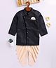JBN Creation Cotton Blend Full Sleeves Solid Angrakha Style Dhoti Kurta Set - Black