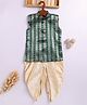 JBN Creation Silk Blend Sleeveless Ethnic Motif Foil Printed Kurta Dhoti Set - Green
