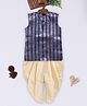 JBN Creation Silk Blend Sleeveless Ethnic Motif Foil Printed Kurta Dhoti Set - Navy Blue