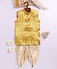 JBN Creation Silk Blend Sleeveless Ethnic Motif Foil Printed Kurta Dhoti Set - Yellow