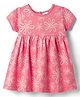 Ollypop Sinker Knit Half Sleeves Frock With Floral Print - Peach