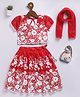 JBN Creation Organza Half Sleeves Floral Embroidered Sequins Embellished Coordinating Lehenga Choli With Dupatta Set - Red