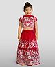 JBN Creation Organza Half Sleeves Floral Embroidered Sequins Embellished Coordinating Lehenga Choli With Dupatta Set - Red