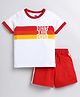 DEAR TO DAD Cotton Half Sleeves Best Kid Ever Text Printed Tee & Shorts Set - Red