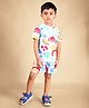 DEAR TO DAD Pure Cotton Half Sleeve Jungle Theme Printed Tee With Shorts Set - White