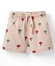 Ollypop Sinker Knit Knee Length Shorts With Mushroom Print - Pink