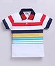 Kidcity Soft Cotton Sinker Half Sleeves Striped Polo Tee - White