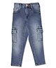 LEO Denim Mild Washed Cargo Jeans - Blue