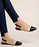 Shoetopia Colour Blocked Ballerinas With Buckle Closure - Black