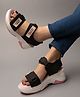 Shoetopia Typography Designed Sandals With Velcro Closure - Pink