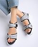 Shoetopia Fashion Text Designed Velcro Closure Sandals - Grey