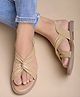 Shoetopia Cris Cross & Knot Detailed Sandals - Beige