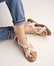 Shoetopia Cris Cross & Knot Detailed Sandals - Cream