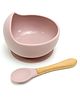 Kids Station 2 Piece Microwave Friendly Silicone Baby Feeding Set Bowl Spoon Make Mealtime Fun and Easy for Your Little One Portable and Diaper Bag Friendly Baby Feeding Product - Light Pink