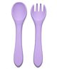 Kids Station Easy to Carry Silicone Baby Feeding Set - Bowl - Spoon - Make Mealtime Fun and Easy - Tableware Meal Utensils for Kids with Suction - Baby Feeding Product Spork Set of 2 - Purple