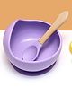 Kids Station Easy to Carry Silicone Baby Feeding Set - Bowl - Spoon - Make Mealtime Fun and Easy - Tableware Meal Utensils for Kids with Suction - Baby Feeding Product - Purple